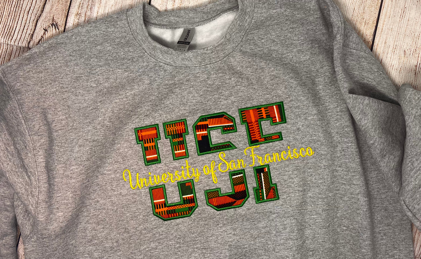 University of San Francisco inspired Kente Sweatshirt